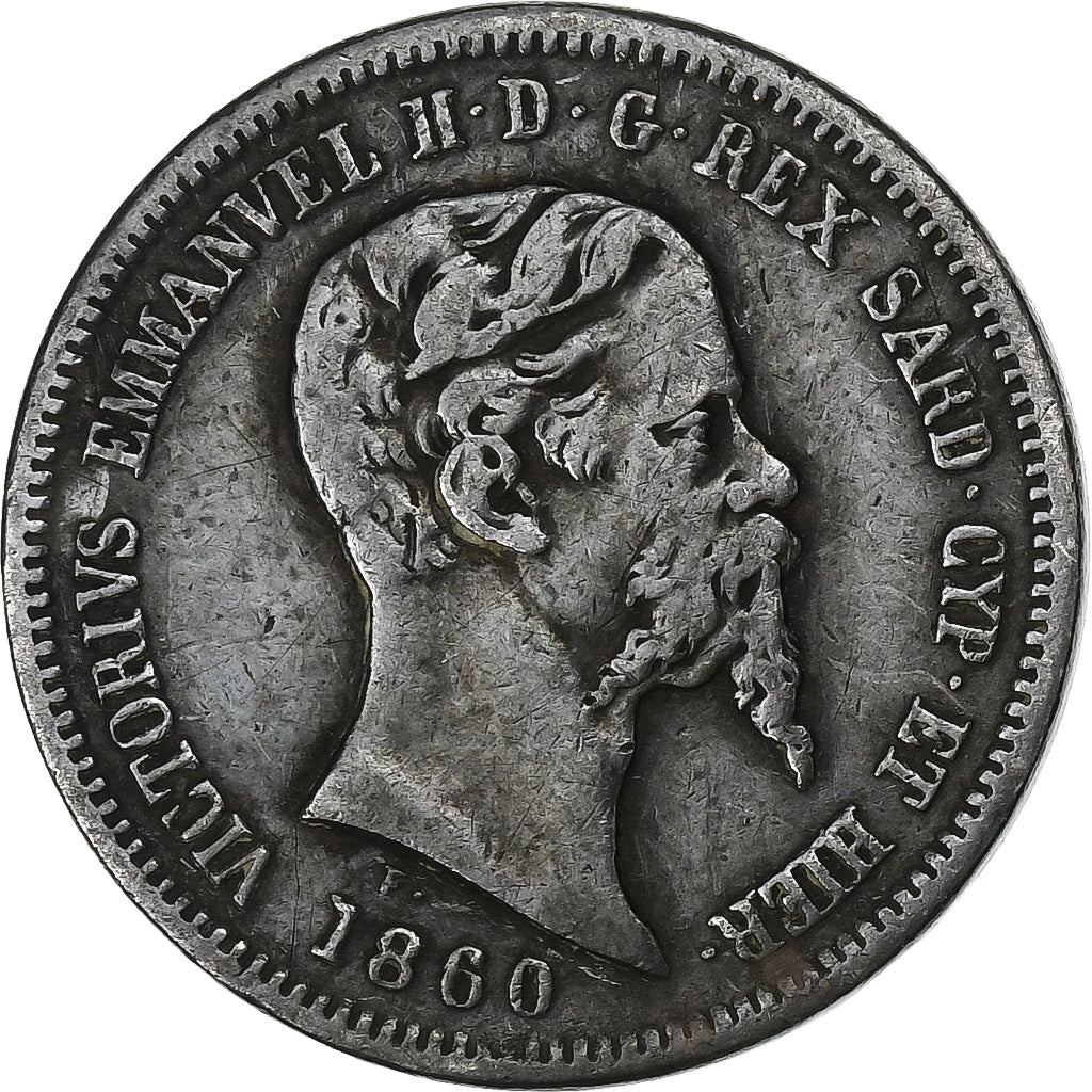Italiaanse staten, SARDINIA, Vittorio Emanuele II, 50 Centesimi, 1860, Torino