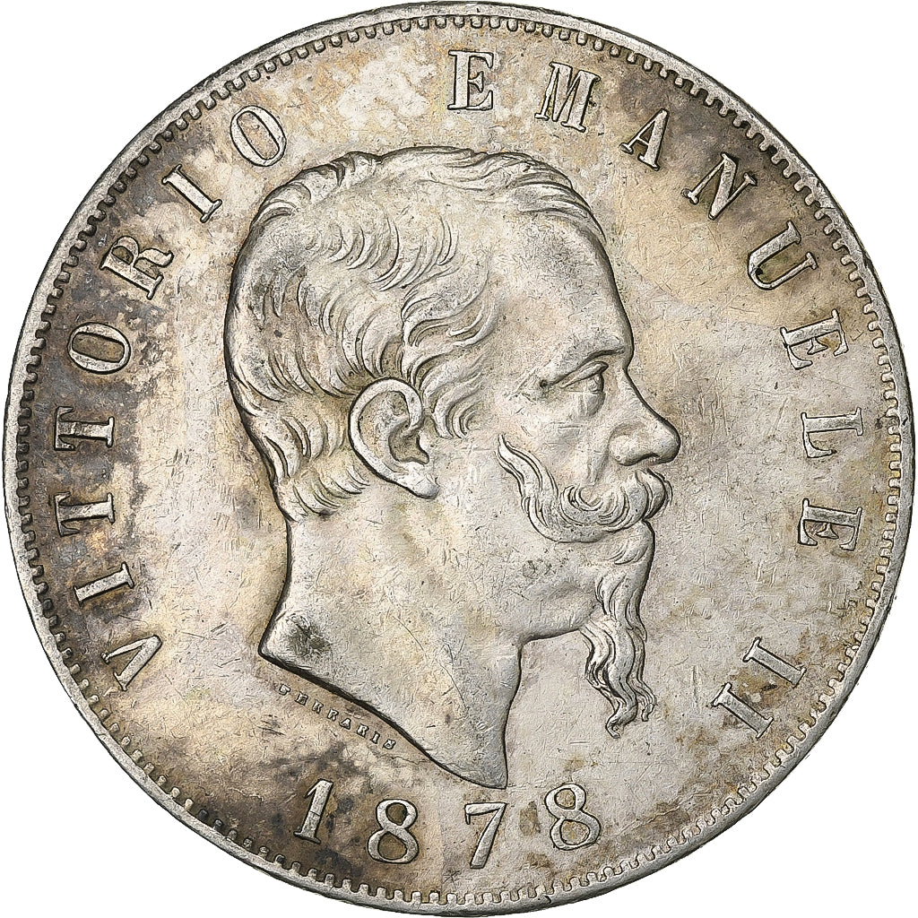 Italy, Vittorio Emanuele II, 5 Lire, 1878, Rome, Silver, EF(40-45), KM:8.4