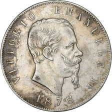 Italy, Vittorio Emanuele II, 5 Lire, 1878, Rome, Silver, EF(40-45), KM:8.4