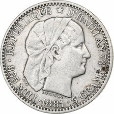 Haiti, 20 Centimes, 1881, Paris, Silver, EF(40-45), KM:45