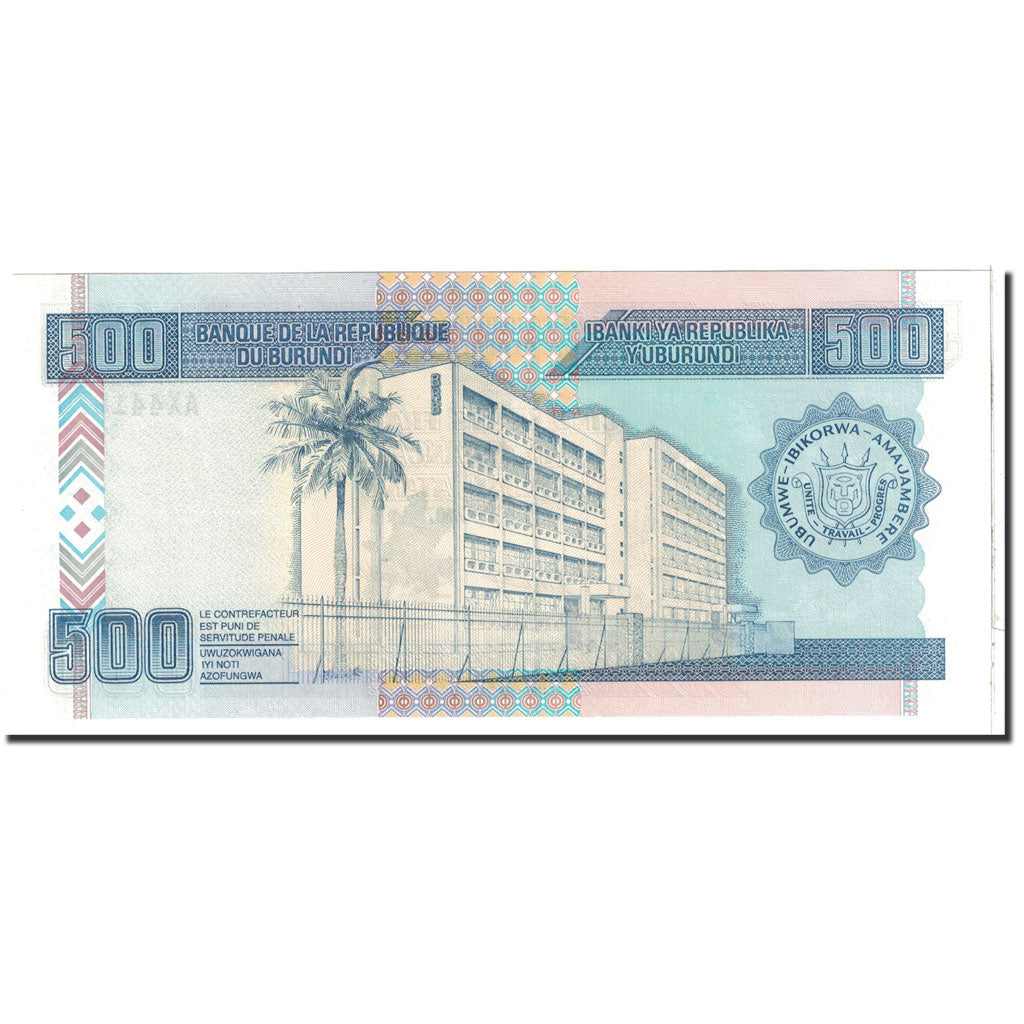 Banknote, Burundi, 500 Francs, 2007, 2007-10-01, KM:38d, UNC(65-70)