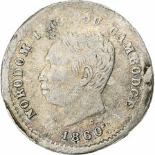 Cambodia, Norodom I, 25 Centimes, 1860, Silver, EF(40-45), KM:M4