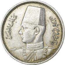Egipt, Farouk, 2 Piastres, 1937/AH1356, British Royal Mint, Srebro, EF(40-45)