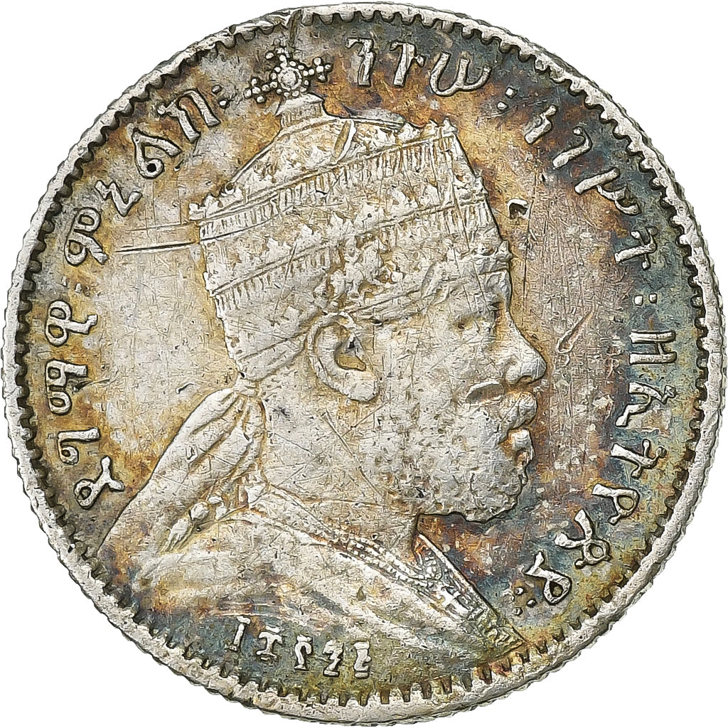 Ethiopia, Menelik II, Gersh, 1903 (EE 1895), Paris, Silver, VF(30-35), KM:12