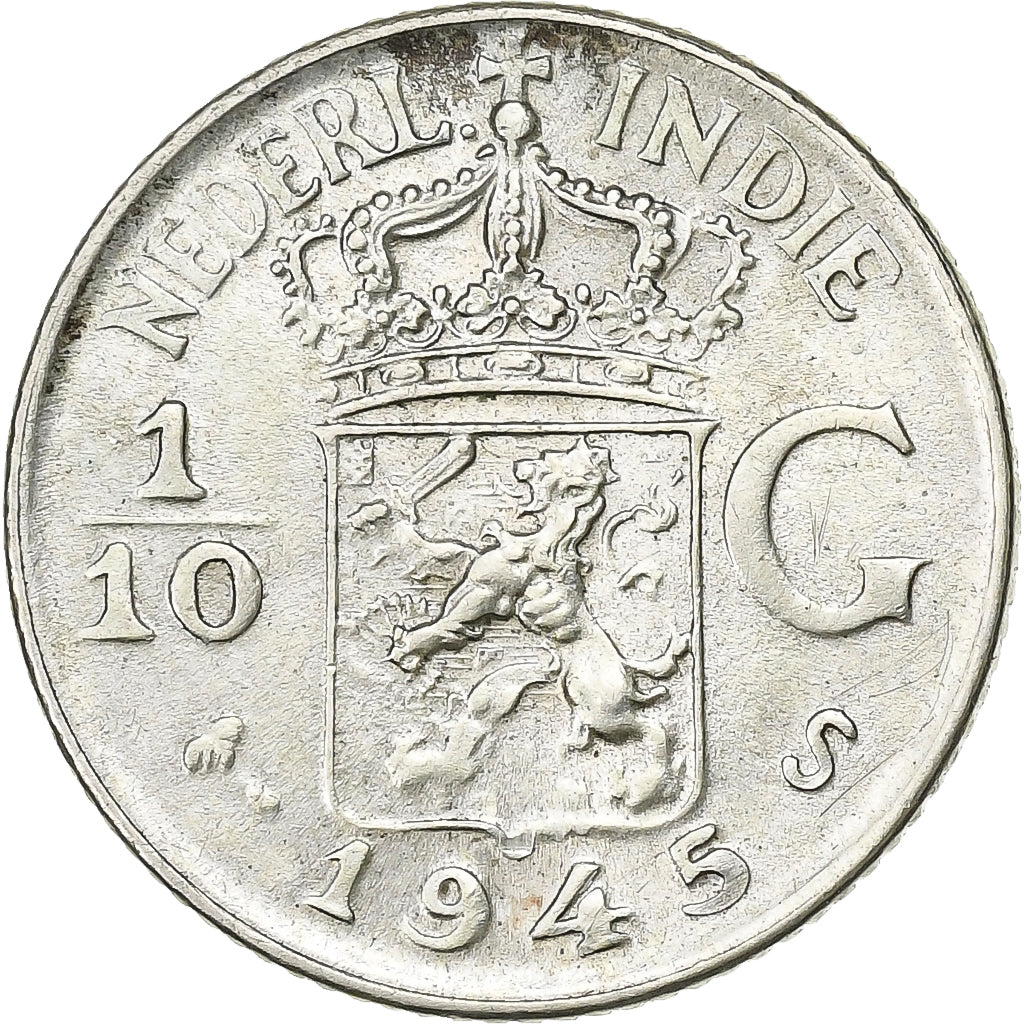 Índias Orientais Neerlandesas, Wilhelmina I, 1/10 Gulden, 1945, San Francisco