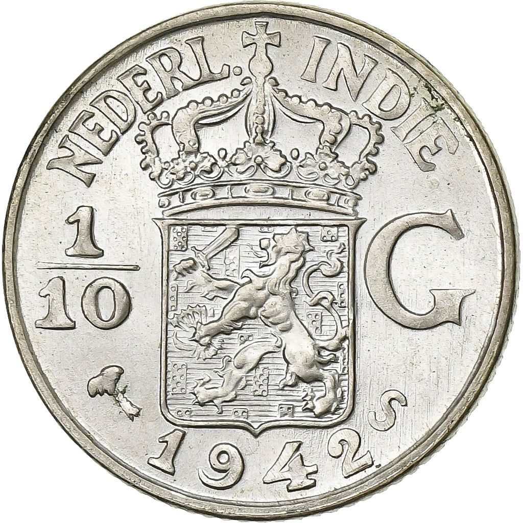 Índias Orientais Neerlandesas, Wilhelmina I, 1/10 Gulden, 1942, San Francisco