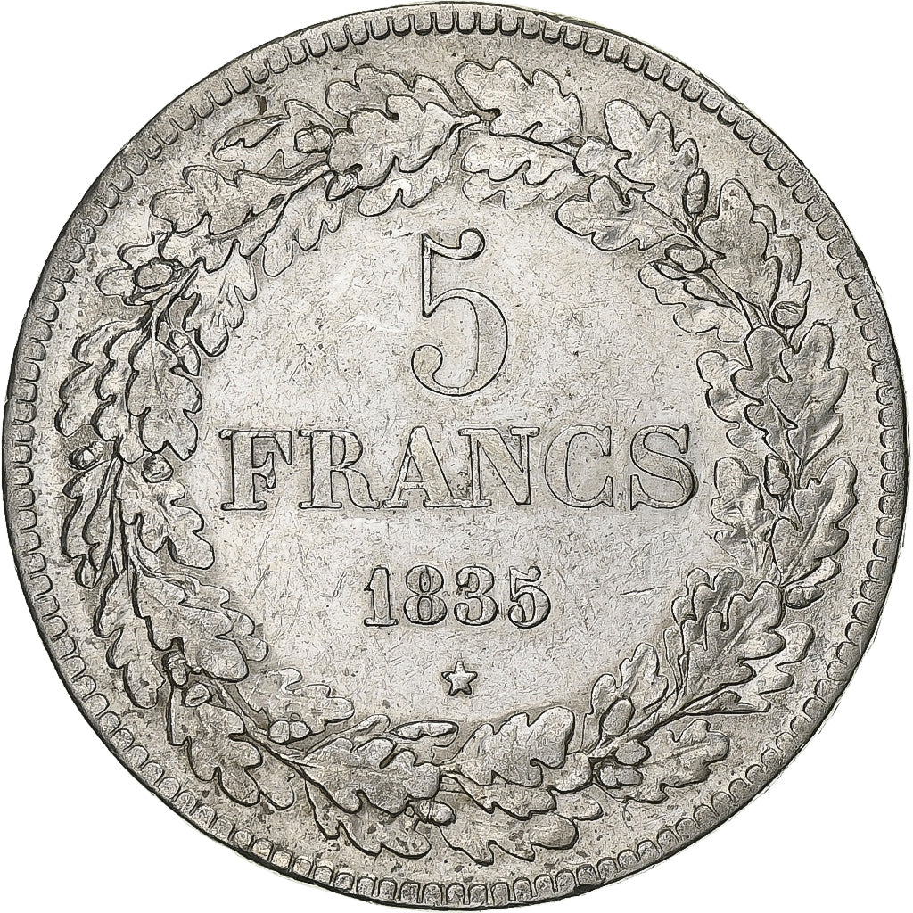 Belgium, Leopold I, 5 Francs, 5 Frank, 1835, Brussels, Silver, EF(40-45), KM:3.1