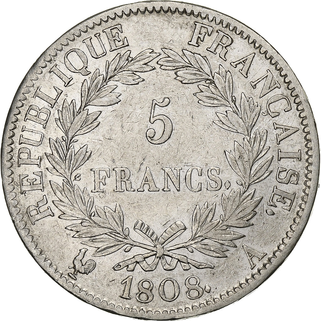 France, 5 Francs, Napoléon I, 1808, Paris, Silver, EF(40-45), KM:686.1