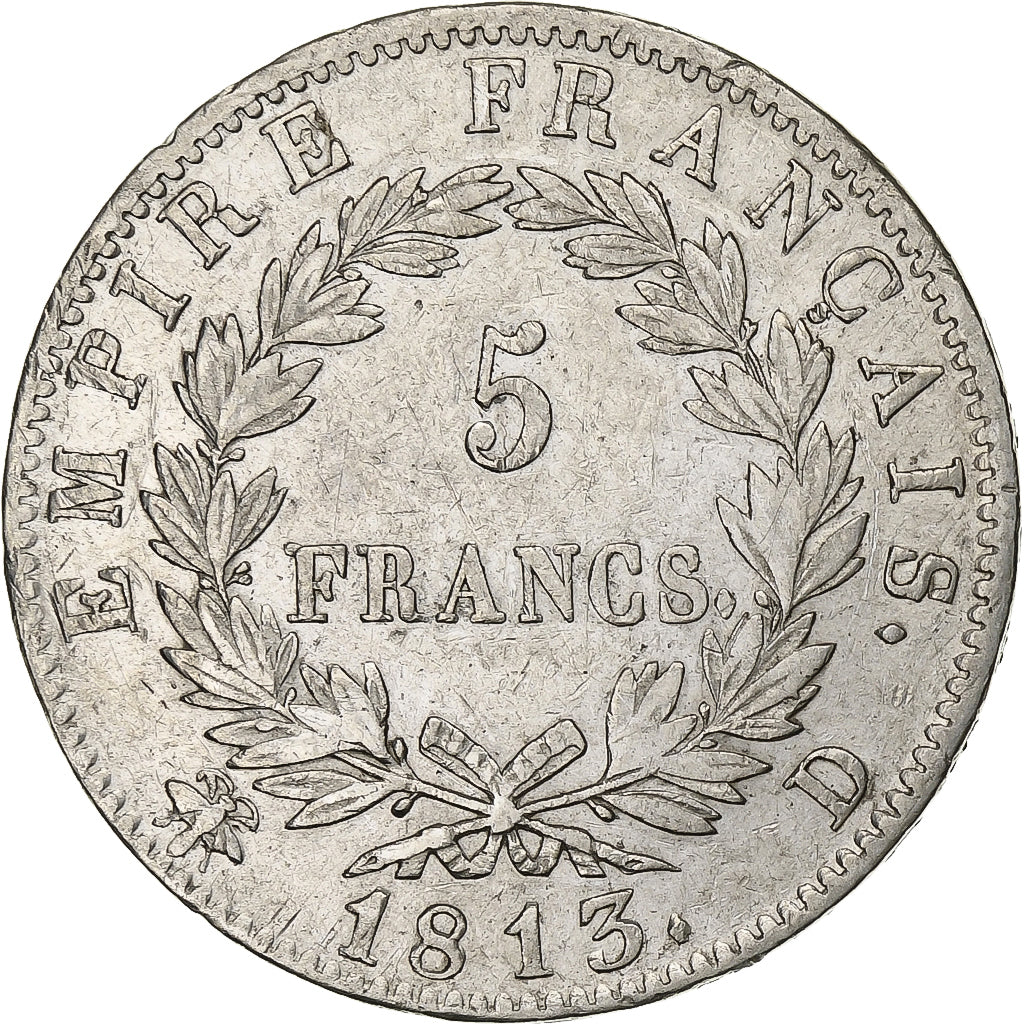 France, 5 Francs, Napoléon I, 1813, Lyon, Silver, EF(40-45), KM:694.5