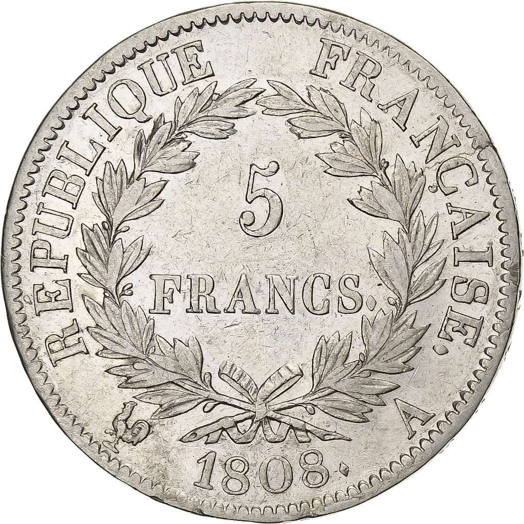 France, 5 Francs, Napoléon I, 1808, Paris, Silver, EF(40-45), KM:686.1