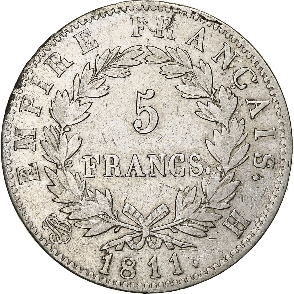 Francja, 5 Francs, Napoléon I, 1811, La Rochelle, Srebro, VF(30-35), KM:694.6