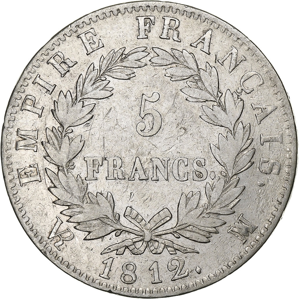 France, 5 Francs, Napoléon I, 1812, Marseilles, Silver, VF(30-35), KM:694.11