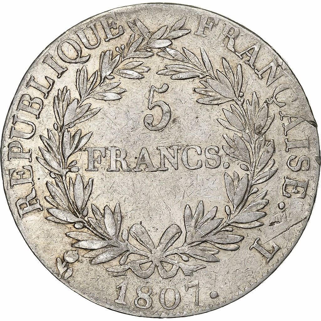 France, 5 Francs, Napoléon I, 1807, Bayonne, Silver, VF(30-35), KM:673.8