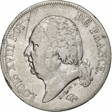 France, 5 Francs, Louis XVIII, 1824, Lyon, Silver, VF(20-25), KM:711.4
