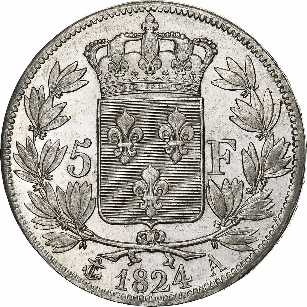 Frankrijk, Louis XVIII, 5 Francs, Louis XVIII, 1824, Paris, Zilver, PR, KM:711.1