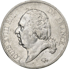 Francia, Louis XVIII, 5 Francs, Louis XVIII, 1819, Rouen, Plata, MBC, KM:711.2