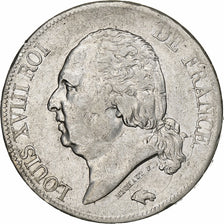 Francia, Louis XVIII, 5 Francs, Louis XVIII, 1819, Rouen, Plata, MBC, KM:711.2