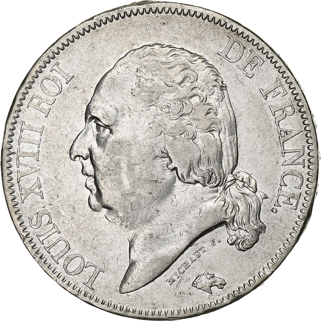Frankrijk, Louis XVIII, 5 Francs, Louis XVIII, 1816, Rouen, Zilver, FR+