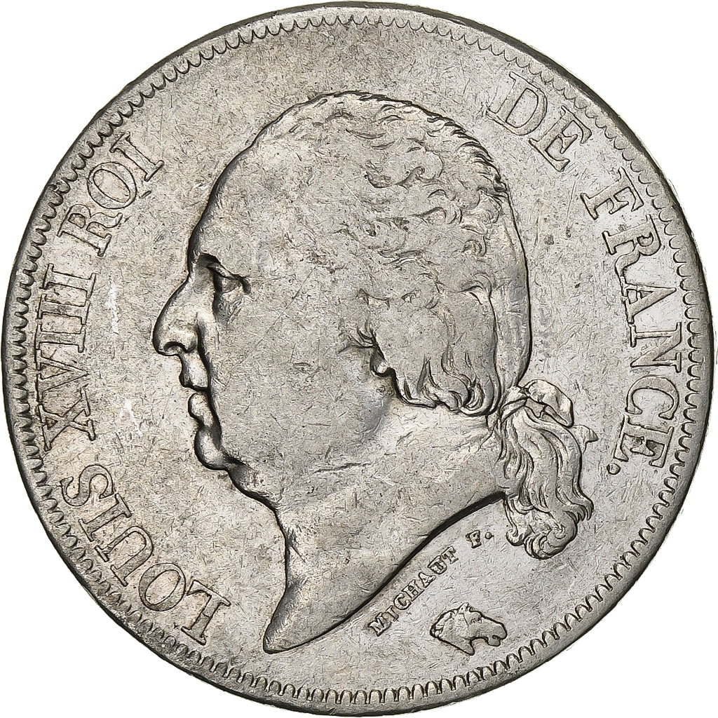 France, Louis XVIII, 5 Francs, Louis XVIII, 1816, Rouen, Silver, VF(30-35)