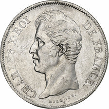France, 5 Francs, Charles X, 1827, Strasbourg, Silver, VF(30-35), KM:728.3