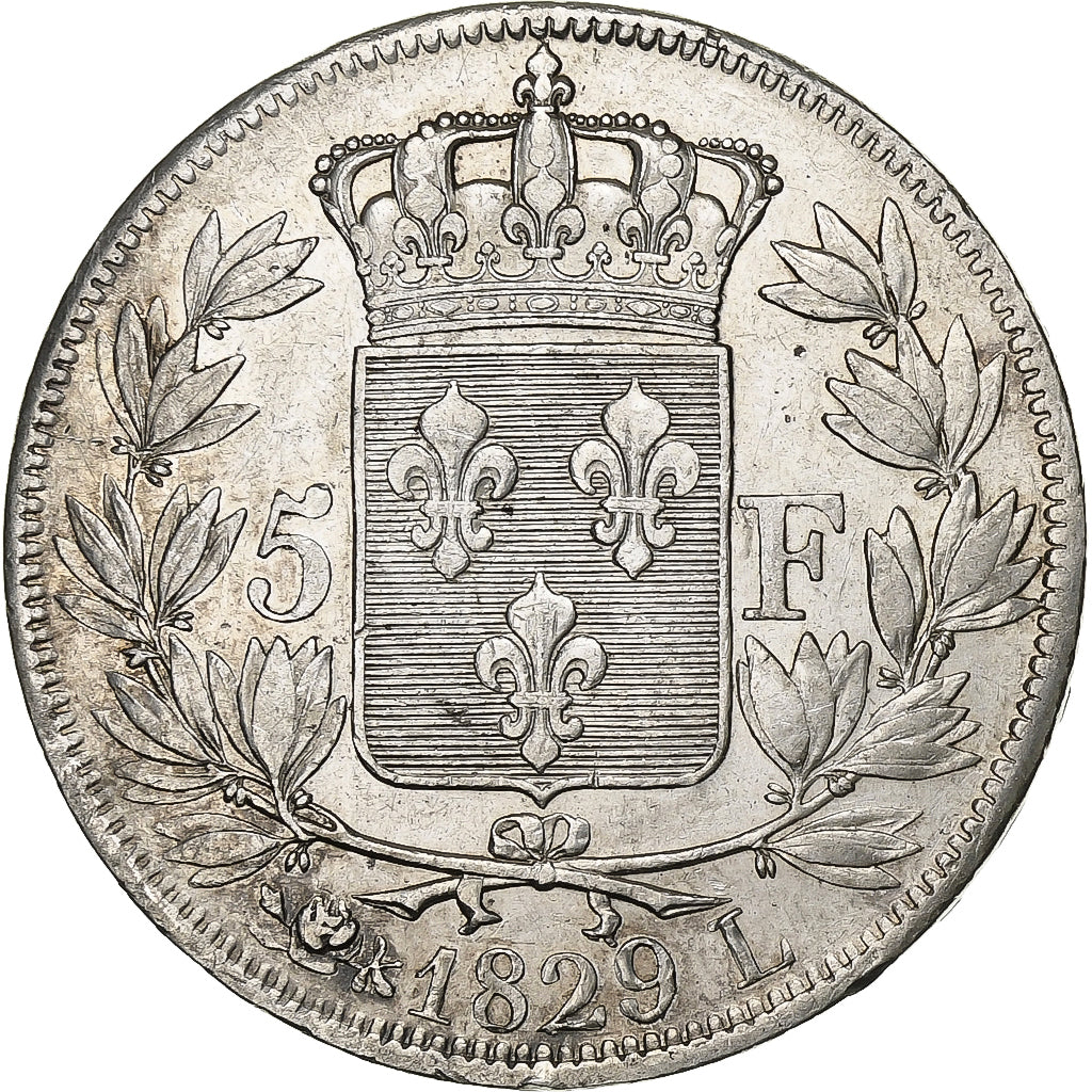 France, 5 Francs, Charles X, 1829, Bayonne, Silver, EF(40-45), KM:728.8