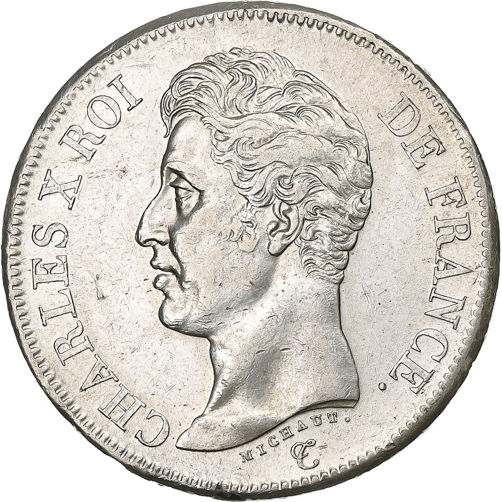 Francia, 5 Francs, Charles X, 1825, Limoges, Argento, BB+, KM:720.6