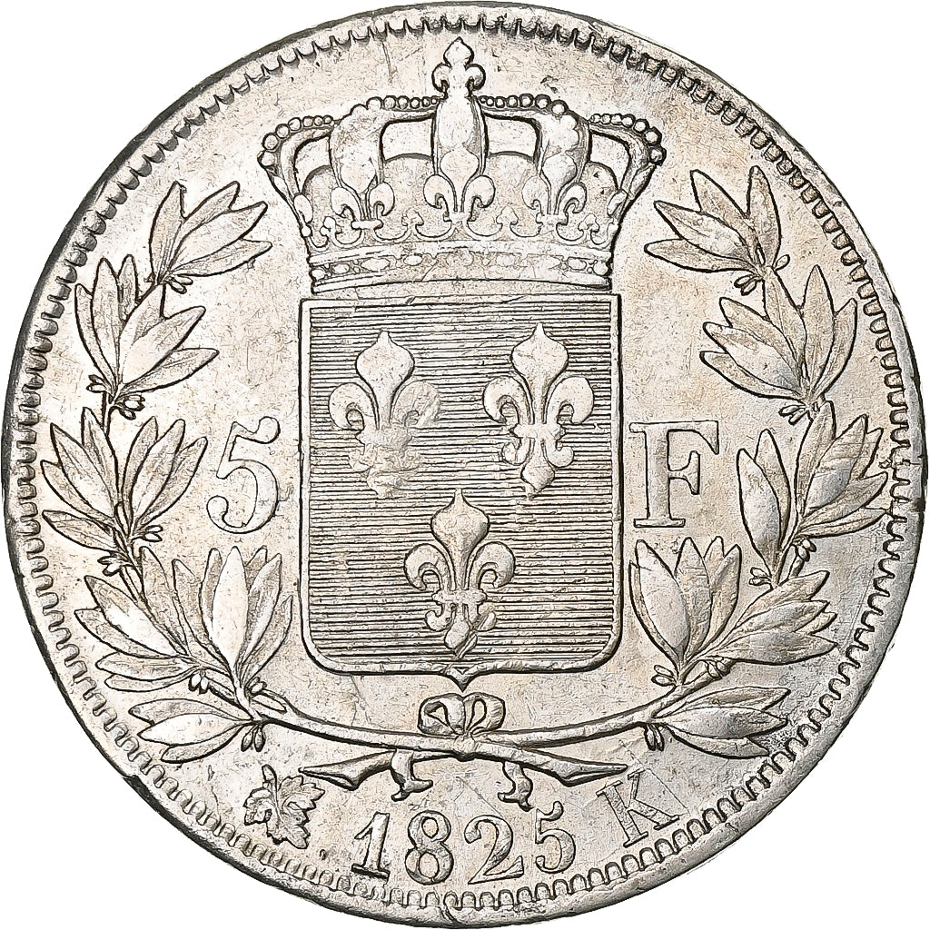 Francia, 5 Francs, Charles X, 1825, Bordeaux, Argento, BB, KM:720.7