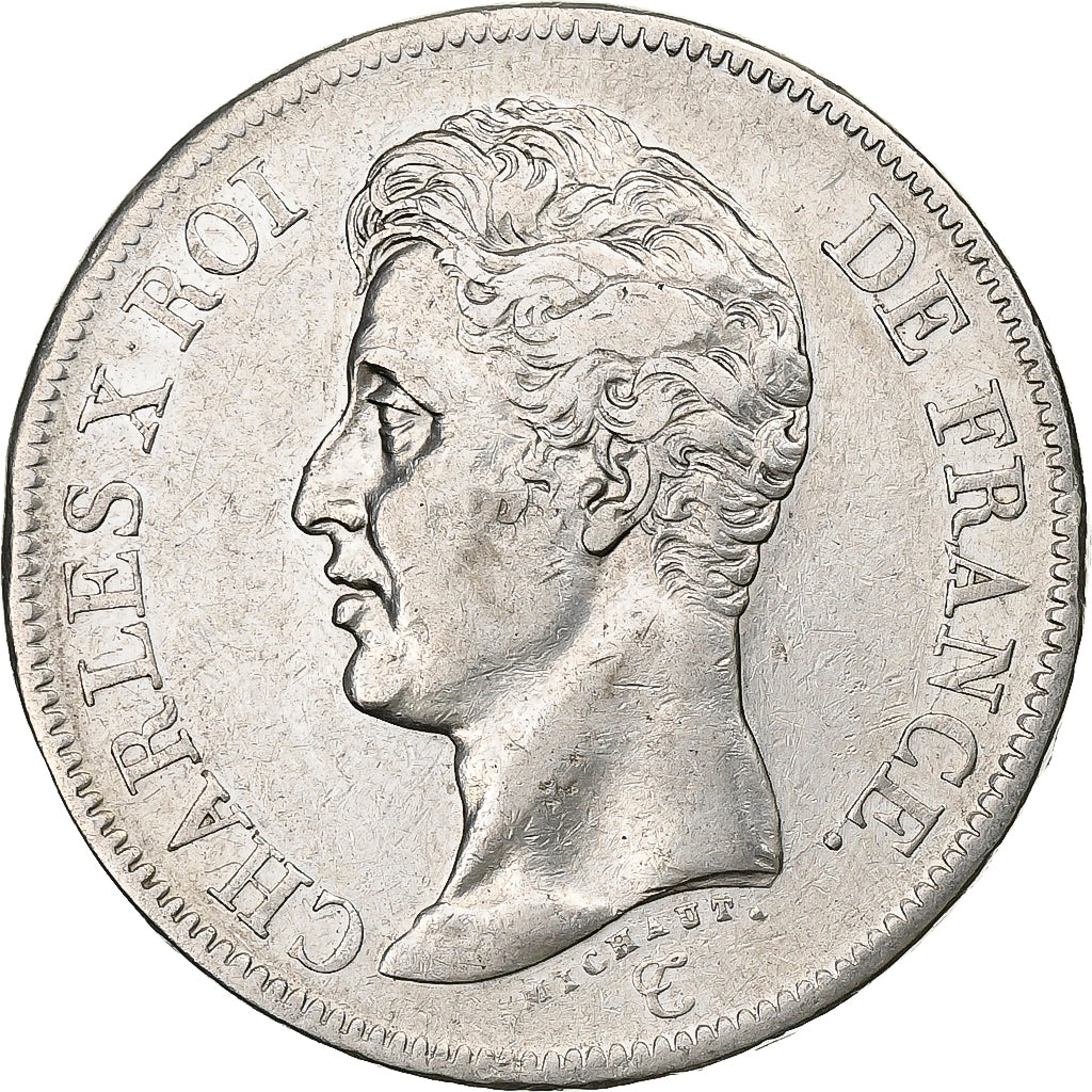 Francia, 5 Francs, Charles X, 1825, Paris, Argento, BB, KM:720.1