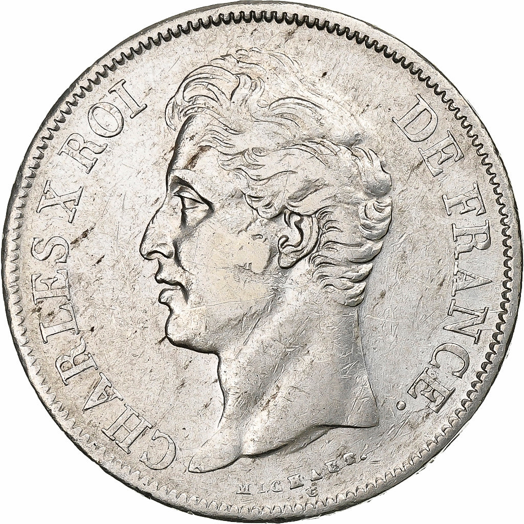 Francia, 5 Francs, Charles X, 1830, Toulouse, Plata, BC+, KM:728.9