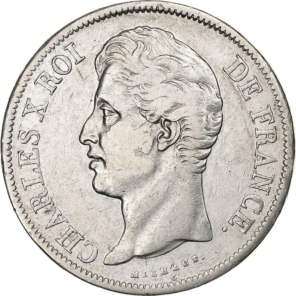 Frankrijk, 5 Francs, Charles X, 1829, La Rochelle, Zilver, FR+, KM:728.5