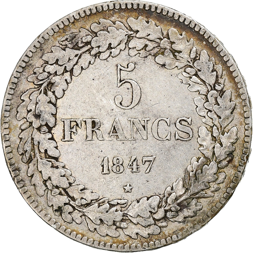 Belgium, Leopold I, 5 Francs, 5 Frank, 1847, Brussels, Silver, VF(30-35), KM:3.2