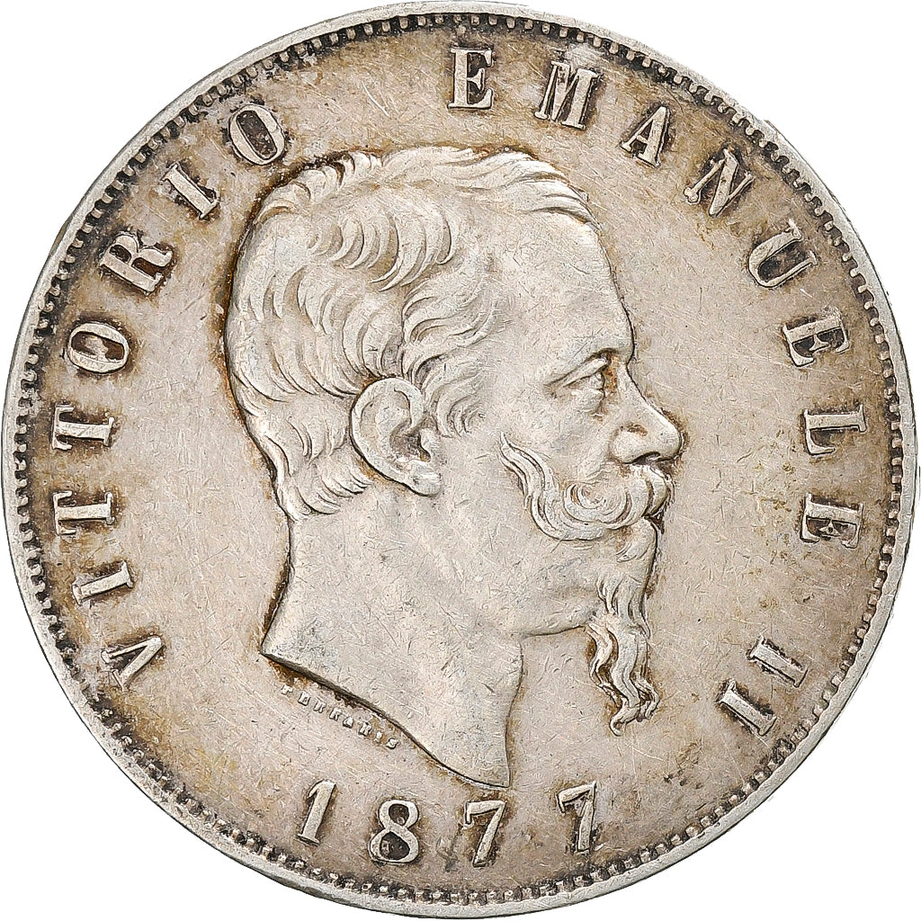 Italy, Vittorio Emanuele II, 5 Lire, 1877, Rome, Silver, EF(40-45), KM:8.4