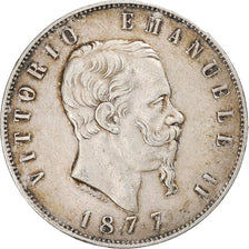 Italy, Vittorio Emanuele II, 5 Lire, 1877, Rome, Silver, EF(40-45), KM:8.4