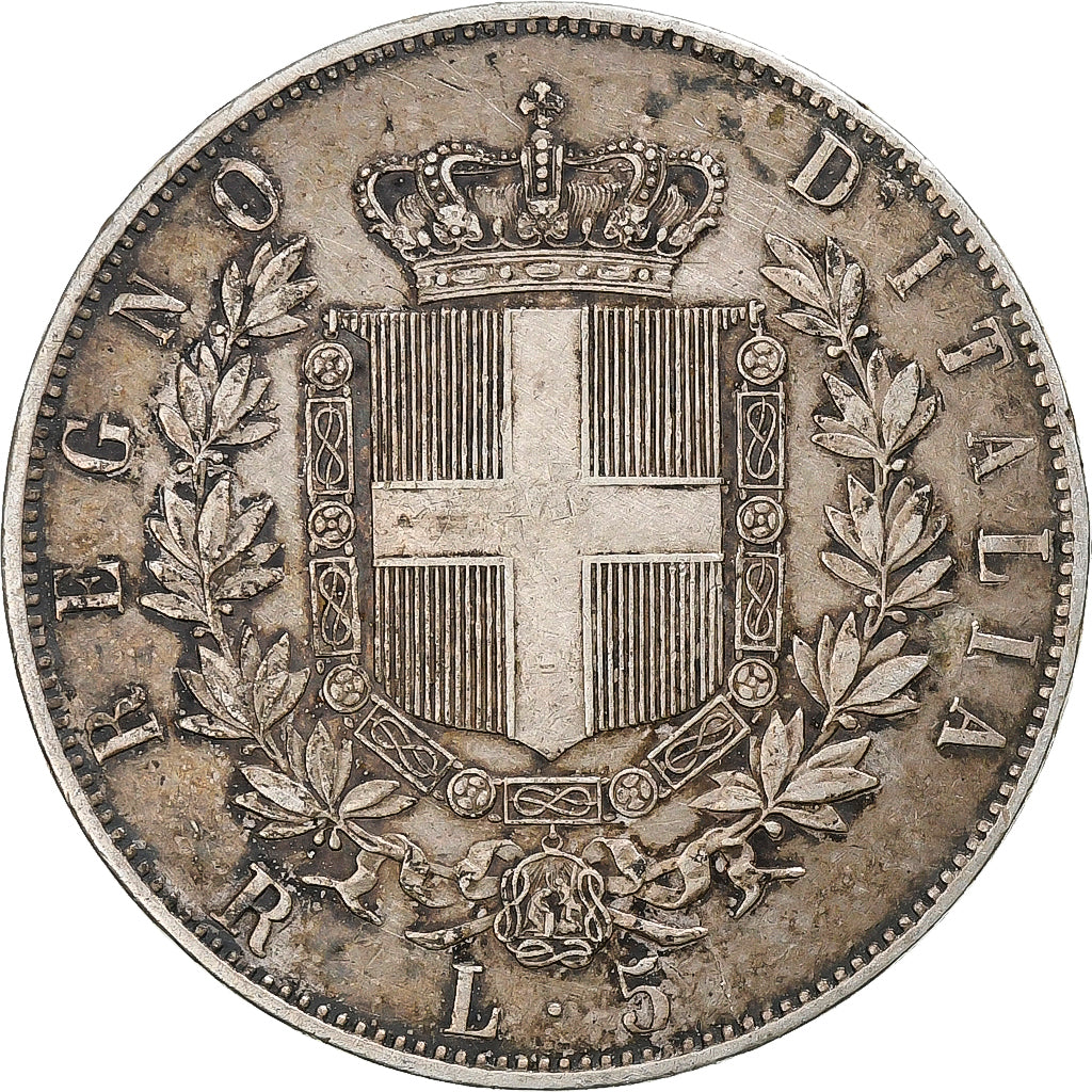 Italy, Vittorio Emanuele II, 5 Lire, 1877, Rome, Silver, EF(40-45), KM:8.4