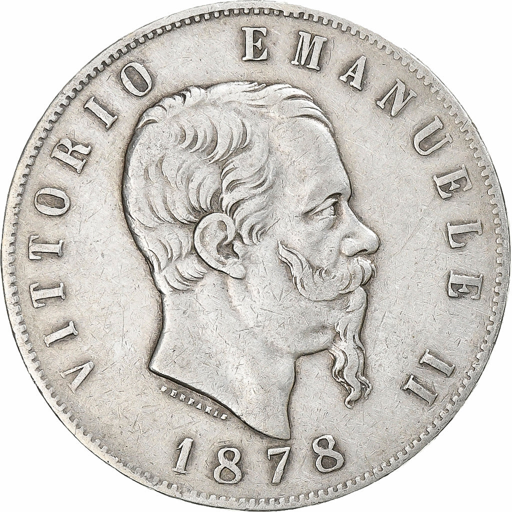 Italie, Vittorio Emanuele II, 5 Lire, 1878, Rome, Argent, TB+, KM:8.4