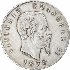 Italie, Vittorio Emanuele II, 5 Lire, 1878, Rome, Argent, TB+, KM:8.4