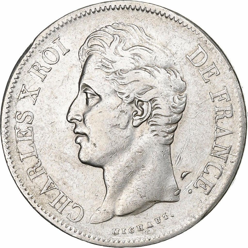 Francia, 5 Francs, Charles X, 1830, Bayonne, Argento, MB+, KM:728.8