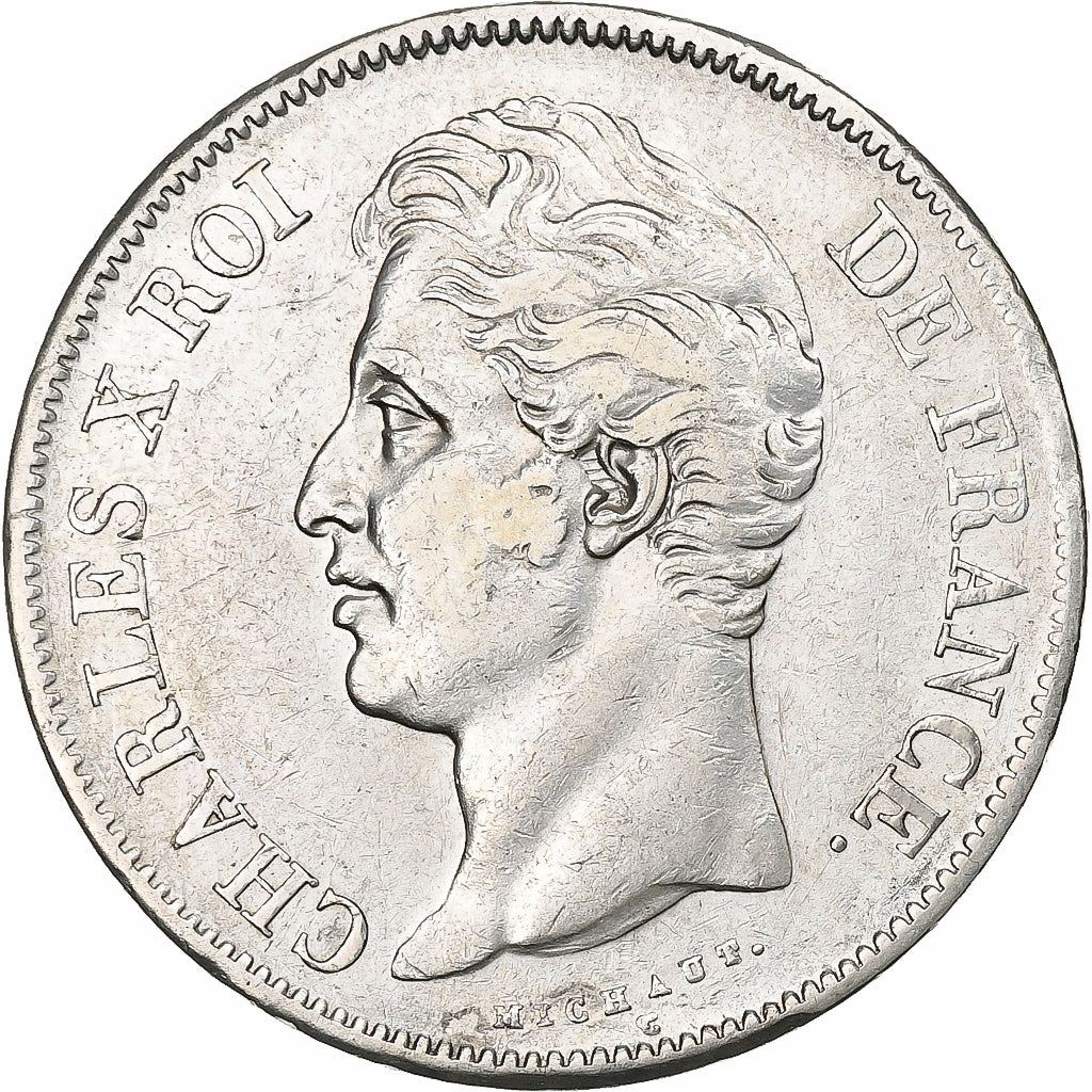 France, 5 Francs, Charles X, 1827, Nantes, Silver, VF(30-35), KM:728.12
