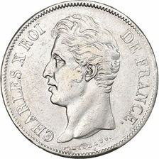 France, 5 Francs, Charles X, 1827, Nantes, Silver, VF(30-35), KM:728.12