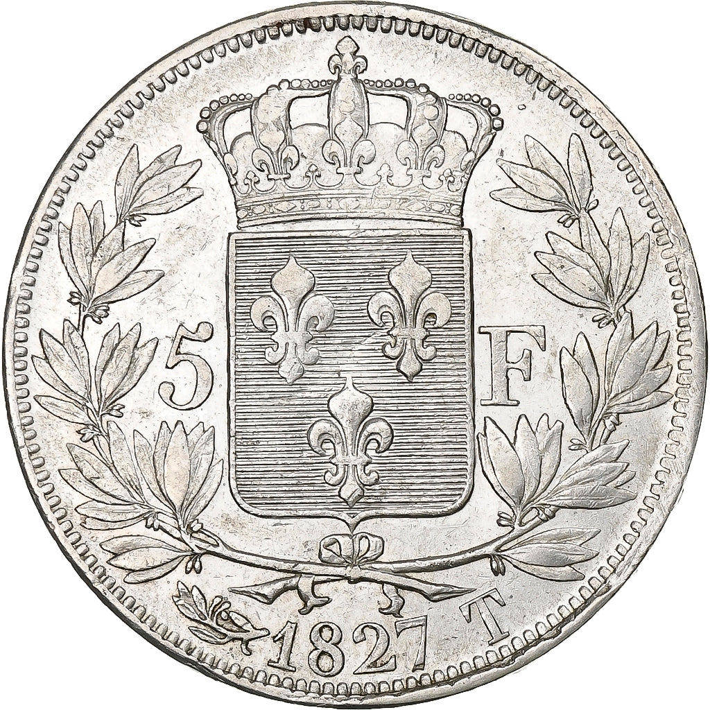 France, 5 Francs, Charles X, 1827, Nantes, Silver, VF(30-35), KM:728.12