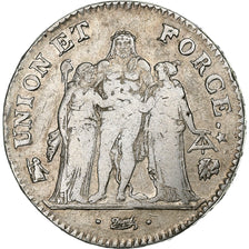 Frankreich, 5 Francs, Union et Force, AN 7, Bayonne, Silber, S, KM:639.6