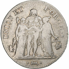 Francia, 5 Francs, Union et Force, AN 7, Bayonne, Plata, BC+, KM:639.6