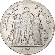 France, 5 Francs, Union et Force, AN 8, Paris, Silver, VF(30-35), KM:639.1