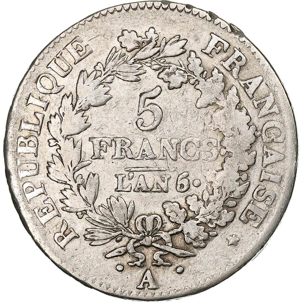 France, 5 Francs, Union et Force, AN 5, Paris, Silver, VF(20-25), KM:639.1