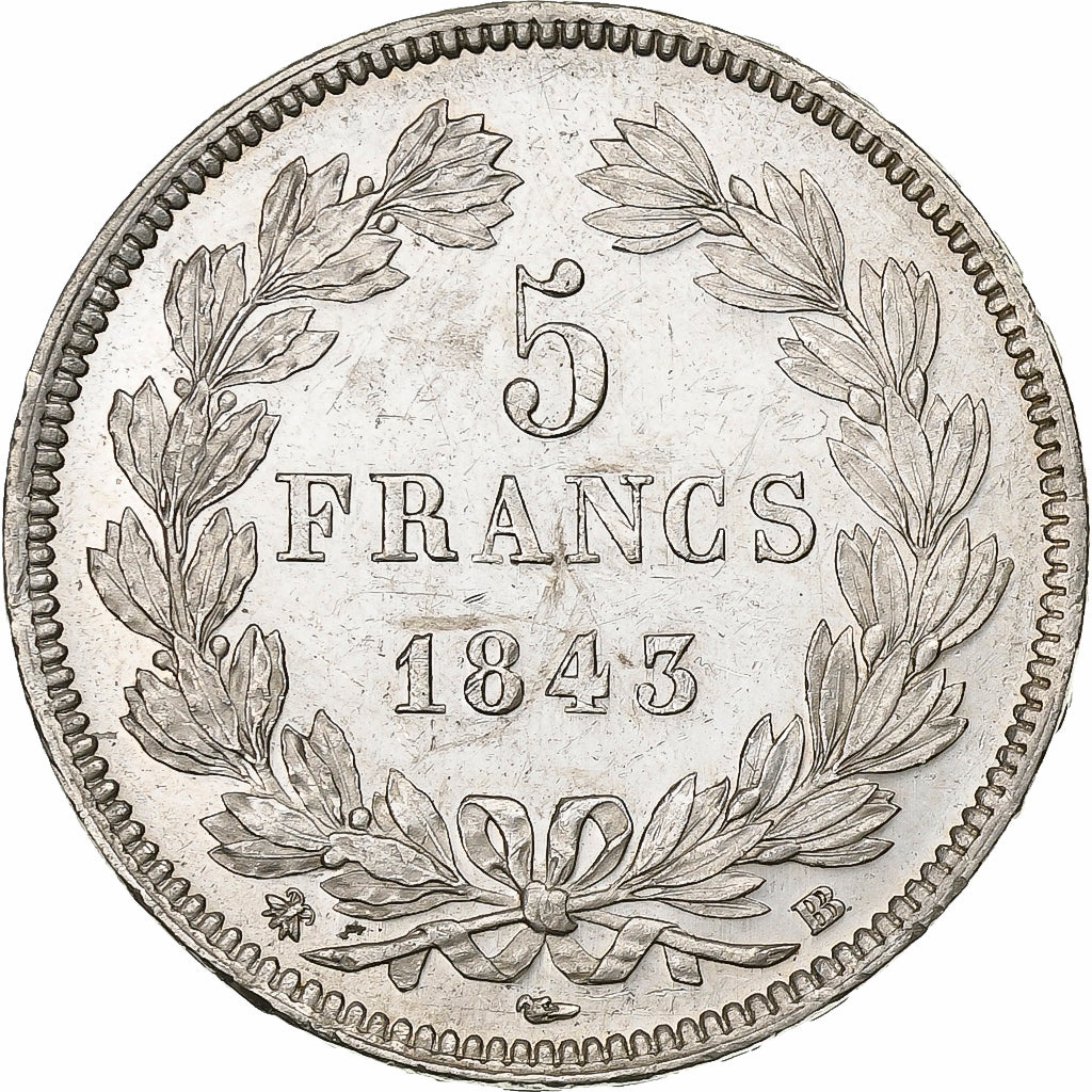 Frankrijk, 5 Francs, Louis-Philippe, 1843, Strasbourg, Zilver, ZF, KM:749.3