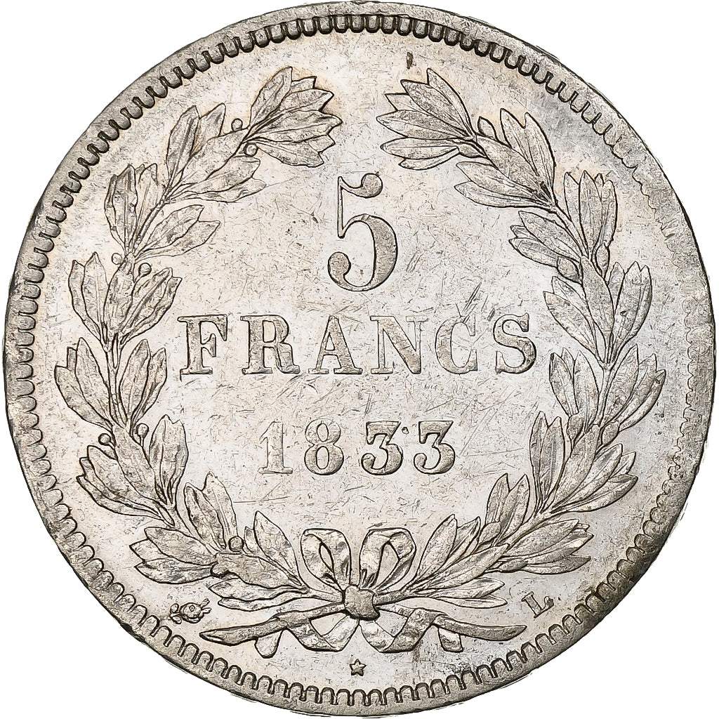 Frankrijk, 5 Francs, Louis-Philippe, 1833, Bayonne, Zilver, ZF, KM:749.8