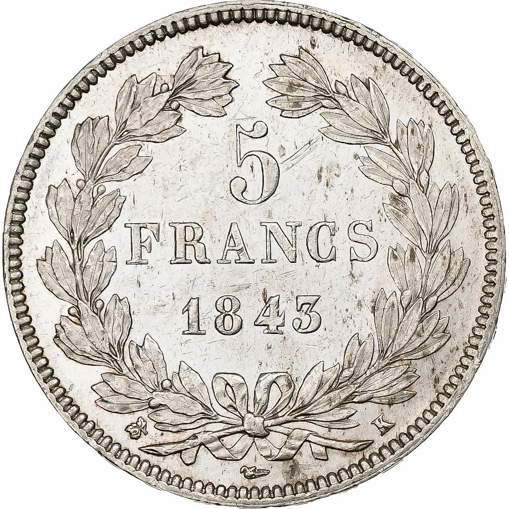 France, 5 Francs, Louis-Philippe, 1843, Bordeaux, Silver, EF(40-45), KM:749.7