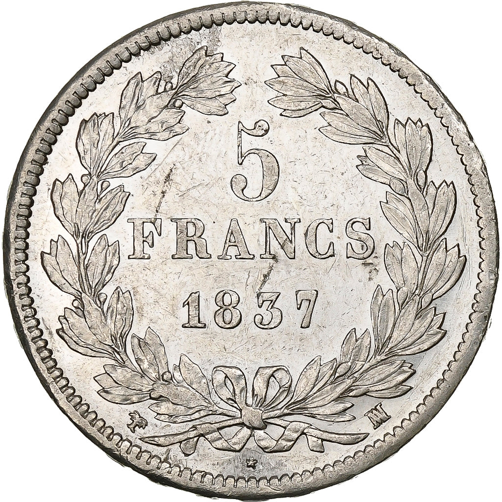 Frankrijk, 5 Francs, Louis-Philippe, 1837, Marseilles, Zilver, ZF, KM:749.10