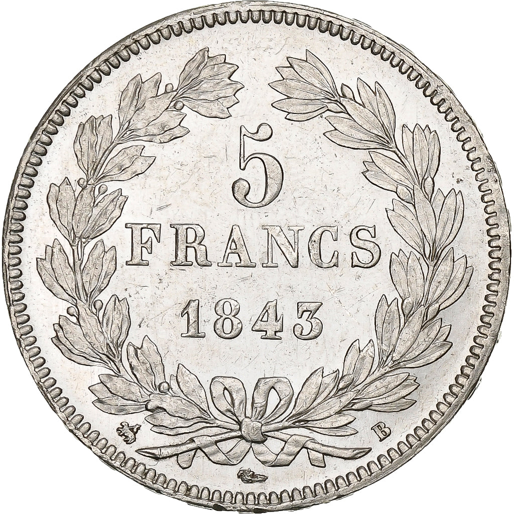 Francia, 5 Francs, Louis-Philippe, 1843, Rouen, Argento, BB, KM:749.2