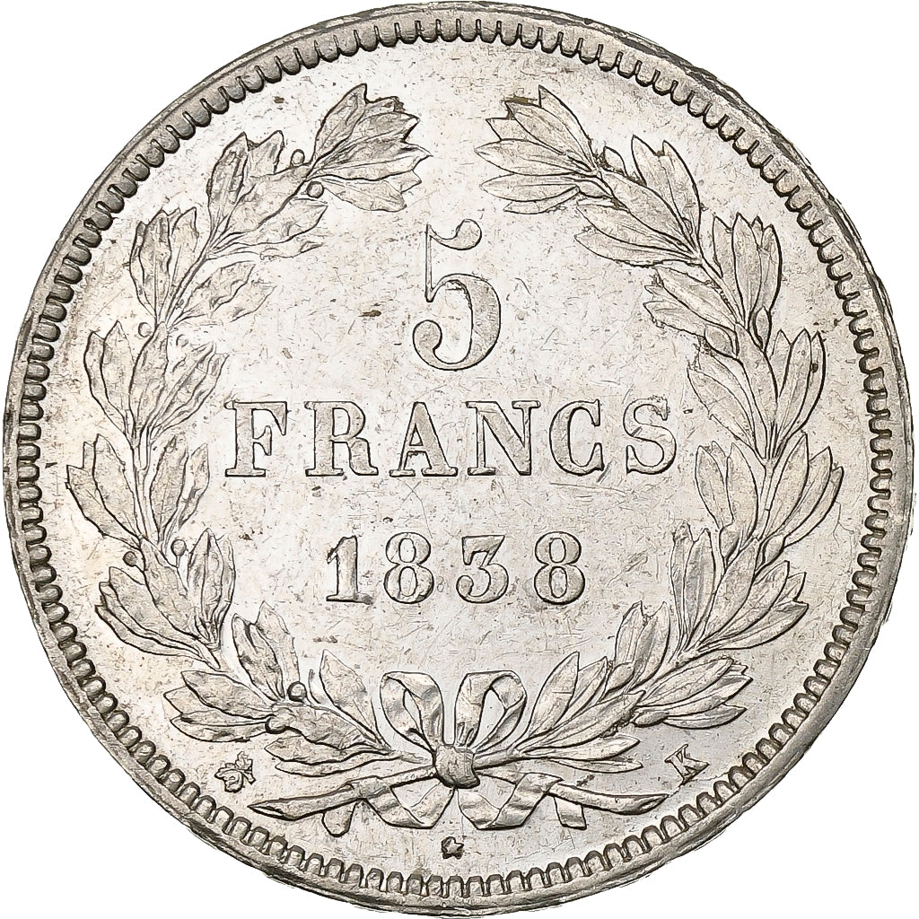 Frankrijk, 5 Francs, Louis-Philippe, 1838, Bordeaux, Zilver, ZF, KM:749.7